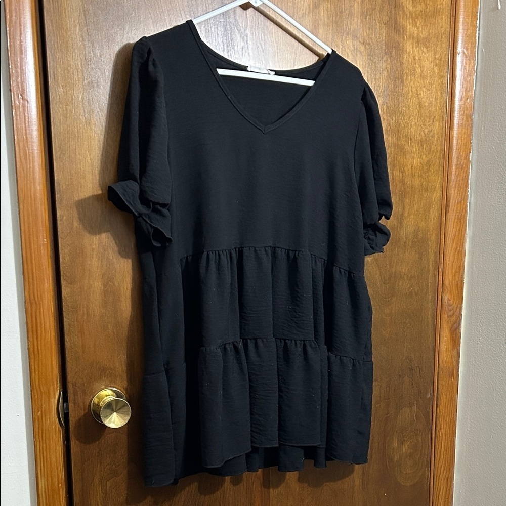 Reborn J Black Tiered Tunic Top